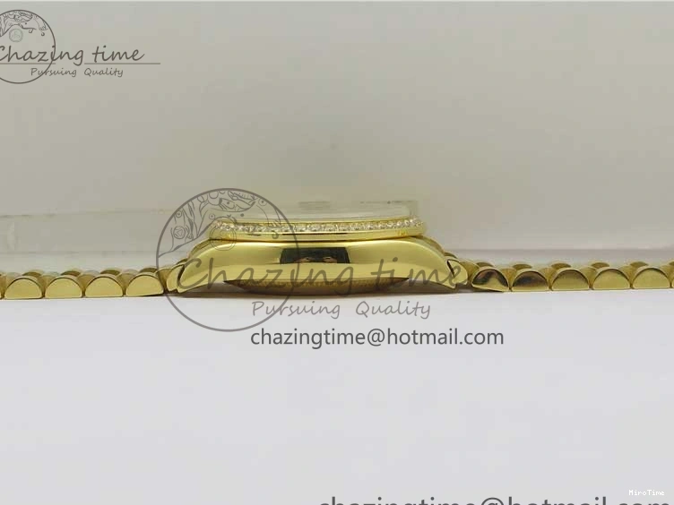 MiroTime 0408 Versatile Daydate 278288 31mm YG EWF Best Edition Green Malachite Dial Crystal Markers on YG President Bracelet ETA 2606